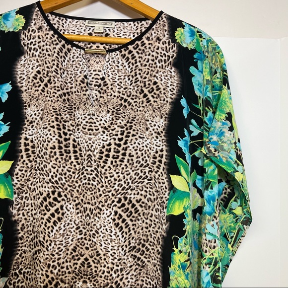 Dana Buchman Cheetah Floral Batwing Top Blouse SZ S - Picture 5 of 13